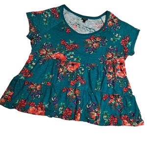 Torrid Bright Floral Tiered Flounce Babydoll Top SZ 3(22/24)